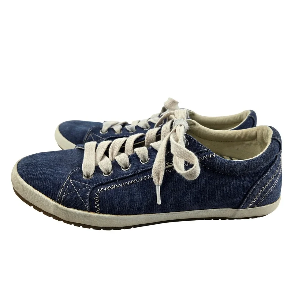 Taos‎ Star Blue Wash Canvas Sneakers Womens 8.5 Lace-Up Comfort Shoes Denim